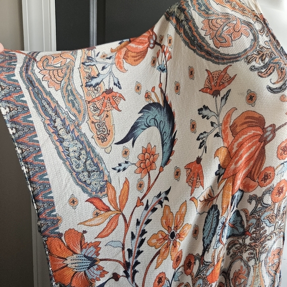Macchia Di Ruggine Alabaster Dobby Jacquard Viscose Kimono OSFM Boho Indie - Picture 7 of 14
